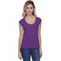 T-shirt coupe droite col rond doublé devant manches capes BIKI02