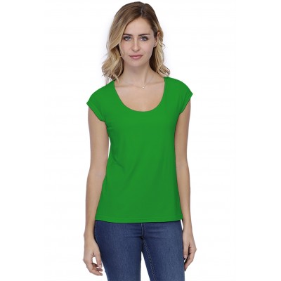 T-shirt coupe droite col rond doublé devant manches capes BIKI02