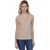 T-shirt coupe droite col rond doublé devant manches capes BIKI02