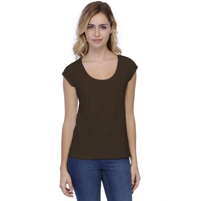 T-shirt coupe droite col rond doublé devant manches capes BIKI02
