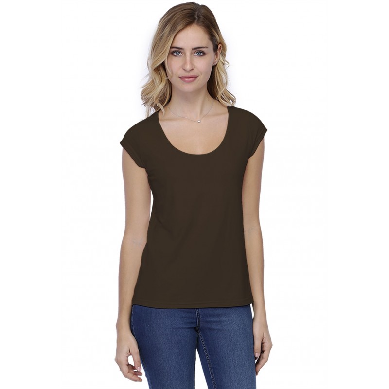 T-shirt coupe droite col rond doublé devant manches capes BIKI02 T-shirt coupe droite col rond doublé devant manches capes BIKI02