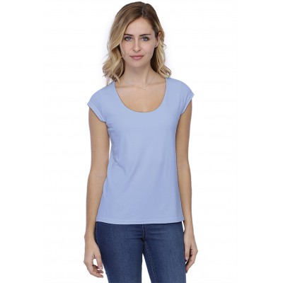 T-shirt coupe droite col rond doublé devant manches capes BIKI02