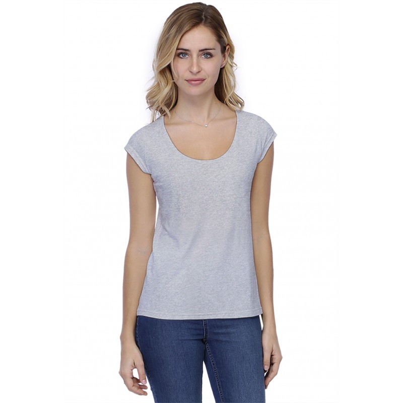 T-shirt coupe droite col rond doublé devant manches capes BIKI02 T-shirt coupe droite col rond doublé devant manches capes BIKI02