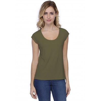 T-shirt coupe droite col rond doublé devant manches capes BIKI02