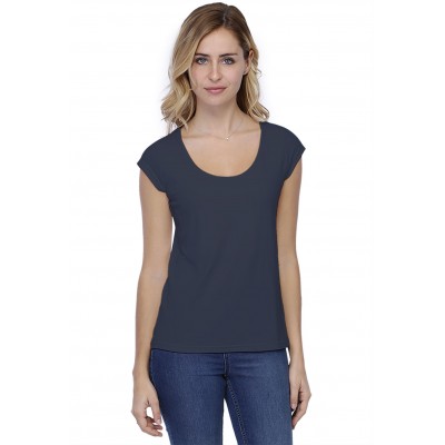 T-shirt coupe droite col rond doublé devant manches capes BIKI02