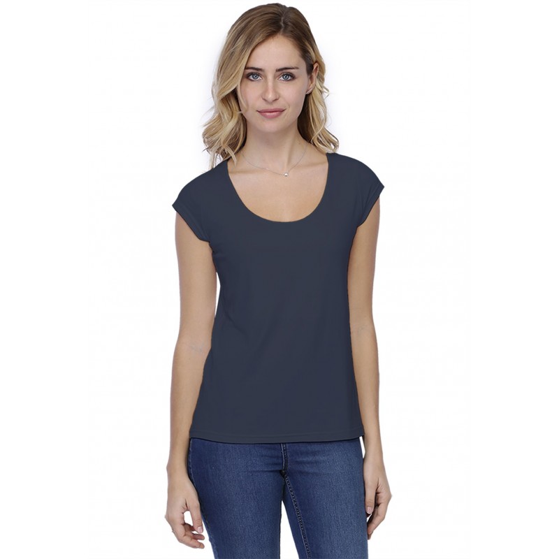 T-shirt coupe droite col rond doublé devant manches capes BIKI02 T-shirt coupe droite col rond doublé devant manches capes BIKI02
