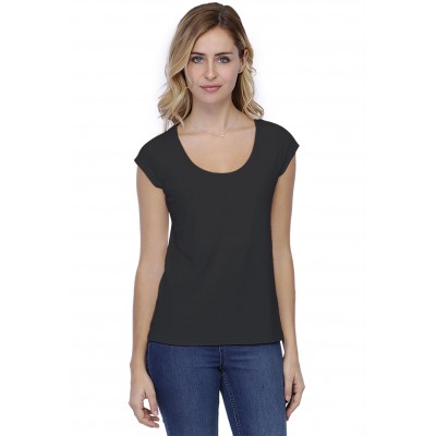 T-shirt coupe droite col rond doublé devant manches capes BIKI02