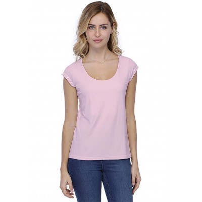 T-shirt coupe droite col rond doublé devant manches capes BIKI02