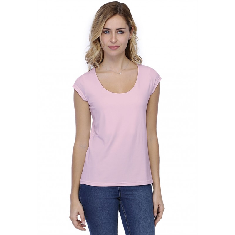 T-shirt coupe droite col rond doublé devant manches capes BIKI02 T-shirt coupe droite col rond doublé devant manches capes BIKI02