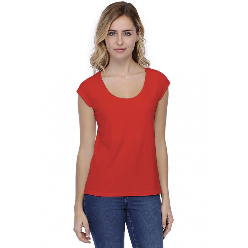 T-shirt coupe droite col rond doublé devant manches capes BIKI02 T-shirt coupe droite col rond doublé devant manches capes BIKI02