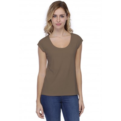T-shirt coupe droite col rond doublé devant manches capes BIKI02