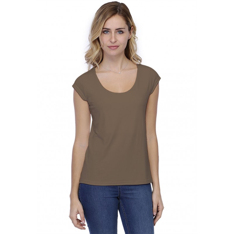 T-shirt coupe droite col rond doublé devant manches capes BIKI02 T-shirt coupe droite col rond doublé devant manches capes BIKI02
