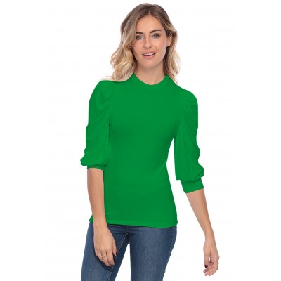Tee-shirt col rond avec manches ballons LYANA
