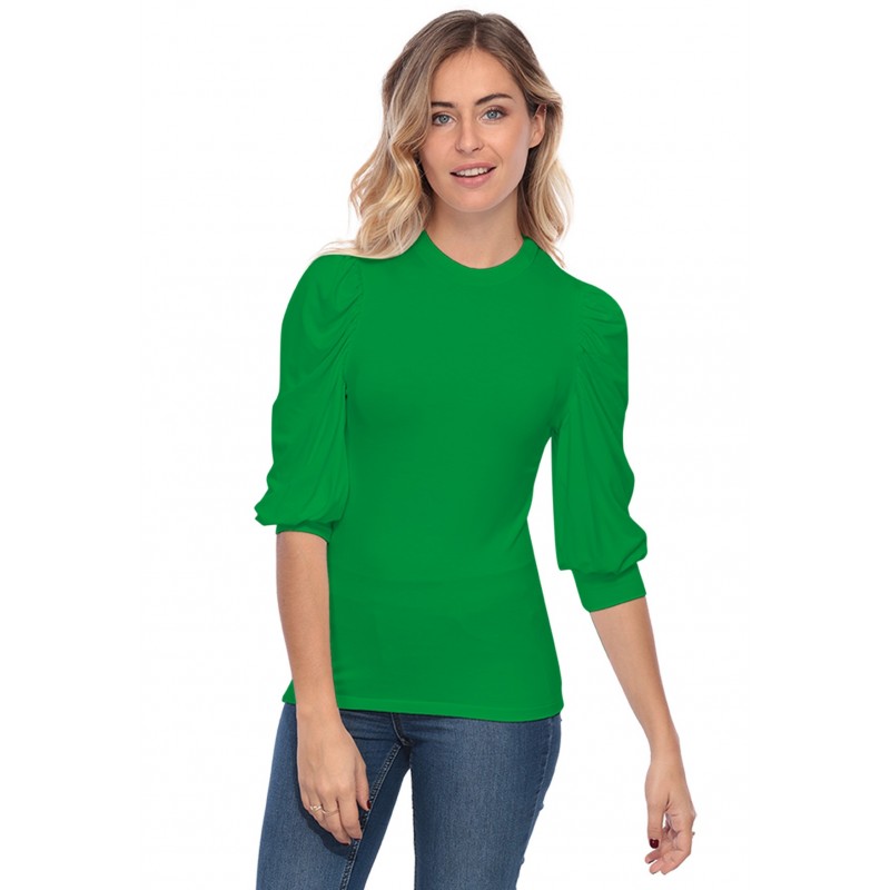 Tee-shirt col rond avec manches ballons LYANA Tee-shirt col rond avec manches ballons LYANA