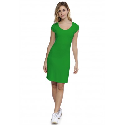 Robe col rond doublée devant manches courtes capes en modal ZAZA17