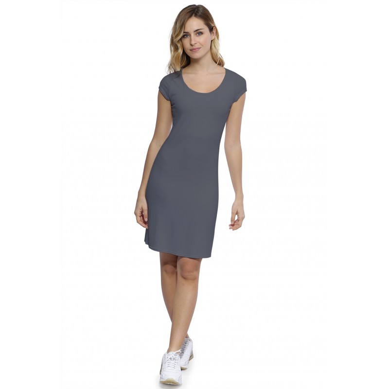 Robe col rond doublée devant manches courtes capes en modal ZAZA17