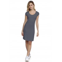 Robe col rond doublée devant manches courtes capes en modal ZAZA17