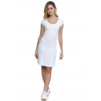 Robe col rond doublée devant manches courtes capes en modal ZAZA17