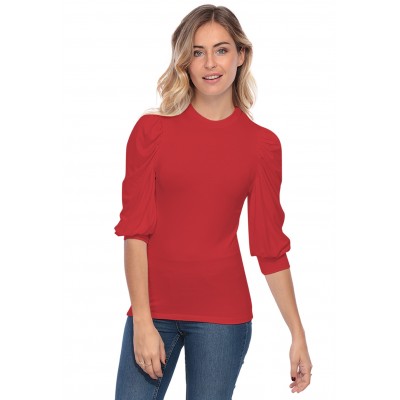 Tee-shirt col rond avec manches ballons LYANA