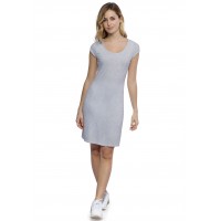 Robe col rond doublée devant manches courtes capes en modal ZAZA17