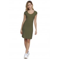 Robe col rond doublée devant manches courtes capes en modal ZAZA17