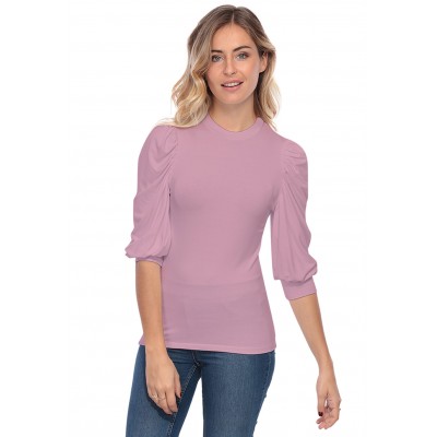 Tee-shirt col rond avec manches ballons LYANA