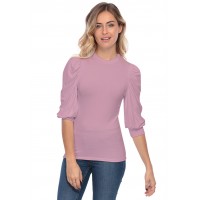 Tee-shirt col rond avec manches ballons LYANA
