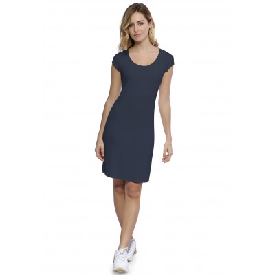 Robe col rond doublée devant manches courtes capes en modal ZAZA17