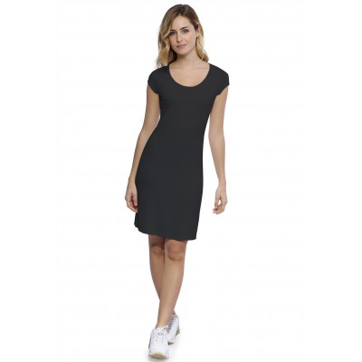 Robe col rond doublée devant manches courtes capes en modal ZAZA17