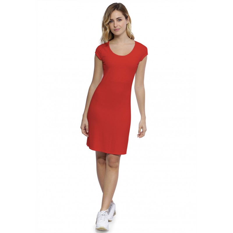 Robe col rond doublée devant manches courtes capes en modal ZAZA17 Robe col rond doublée devant manches courtes capes en modal ZAZA17