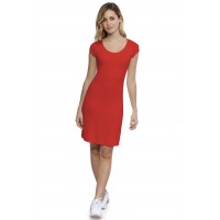 Robe col rond doublée devant manches courtes capes en modal ZAZA17