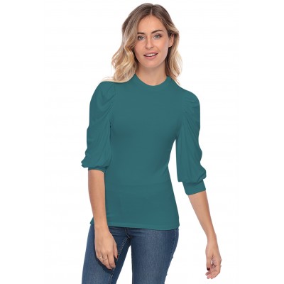 Tee-shirt col rond avec manches ballons LYANA