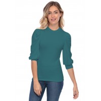 Tee-shirt col rond avec manches ballons LYANA