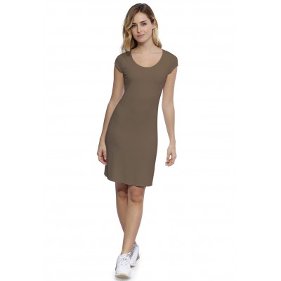 Robe col rond doublée devant manches courtes capes en modal ZAZA17