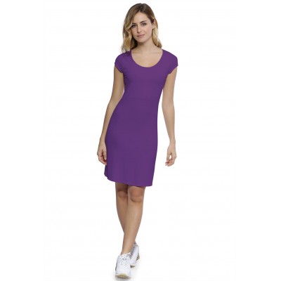 Robe col rond doublée devant manches courtes capes en modal ZAZA17