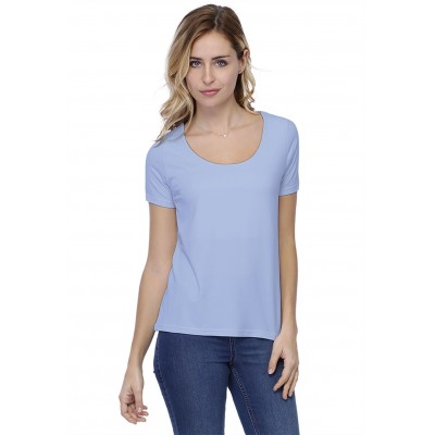 T-shirt coupe droite col rond doublé devant manches courtes BIKI03