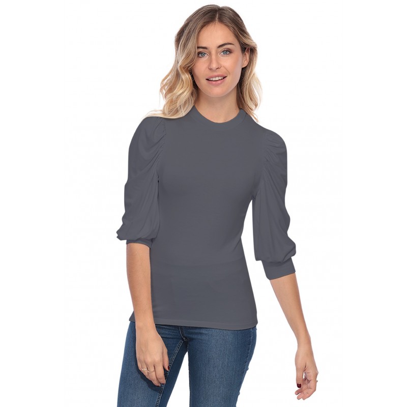Tee-shirt col rond avec manches ballons LYANA Tee-shirt col rond avec manches ballons LYANA