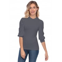 Tee-shirt col rond avec manches ballons LYANA