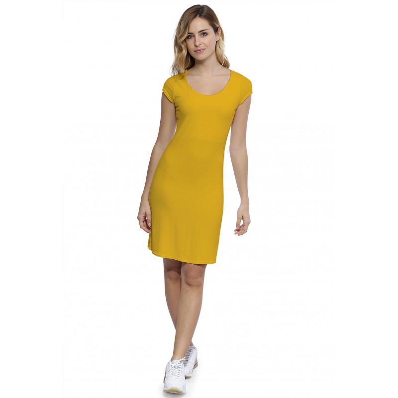 Robe col rond doublée devant manches courtes capes en modal ZAZA17 Robe col rond doublée devant manches courtes capes en modal ZAZA17