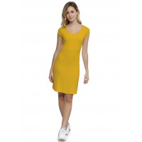 Robe col rond doublée devant manches courtes capes en modal ZAZA17
