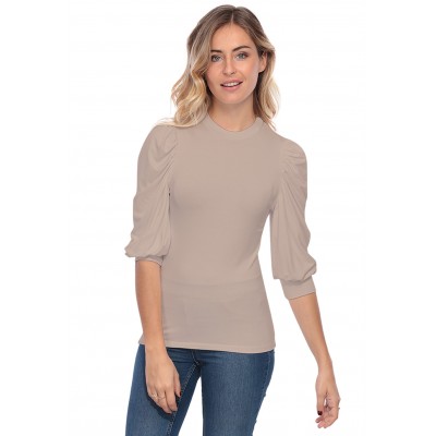 Tee-shirt col rond avec manches ballons LYANA