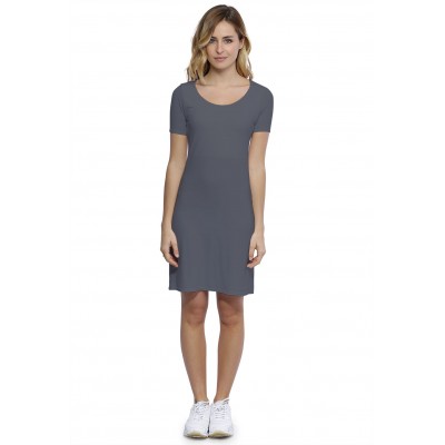 Robe col rond doublée devant manches courtes en modal ZAZA18