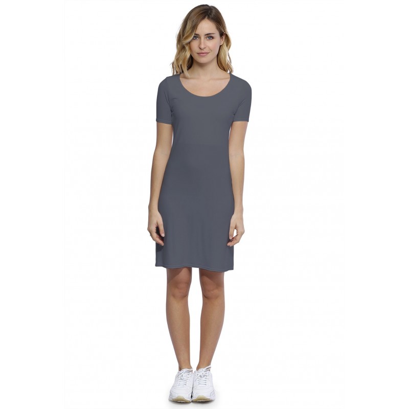 Robe col rond doublée devant manches courtes en modal ZAZA18 Robe col rond doublée devant manches courtes en modal ZAZA18