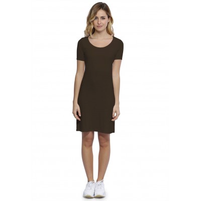 Robe col rond doublée devant manches courtes en modal ZAZA18
