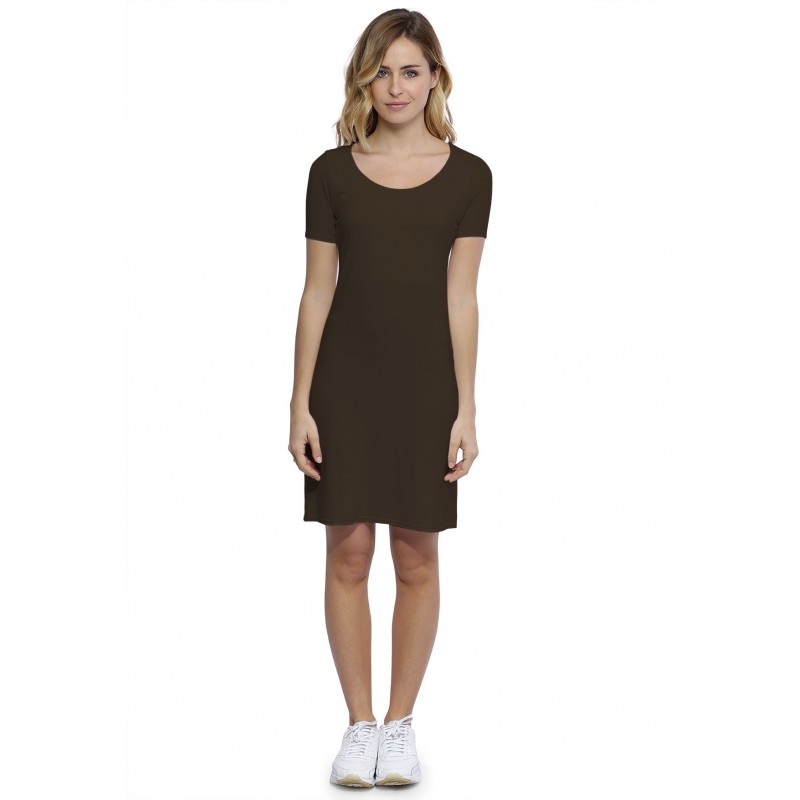 Robe col rond doublée devant manches courtes en modal ZAZA18 Robe col rond doublée devant manches courtes en modal ZAZA18