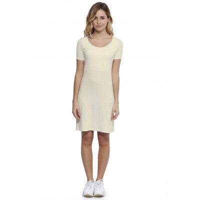Robe col rond doublée devant manches courtes en modal ZAZA18