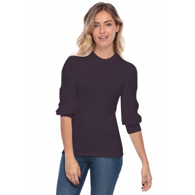 Tee-shirt col rond avec manches ballons LYANA