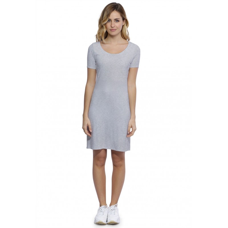 Robe col rond doublée devant manches courtes en modal ZAZA18 Robe col rond doublée devant manches courtes en modal ZAZA18