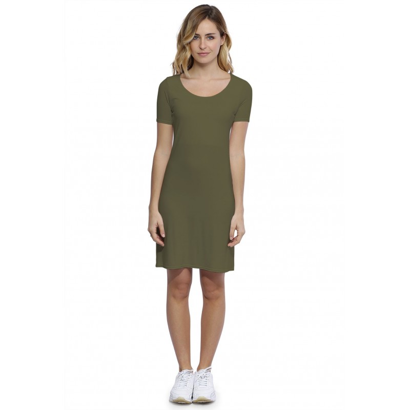 Robe col rond doublée devant manches courtes en modal ZAZA18 Robe col rond doublée devant manches courtes en modal ZAZA18