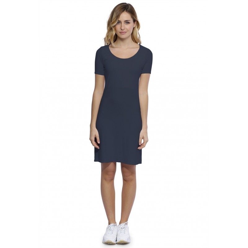 Robe col rond doublée devant manches courtes en modal ZAZA18 Robe col rond doublée devant manches courtes en modal ZAZA18